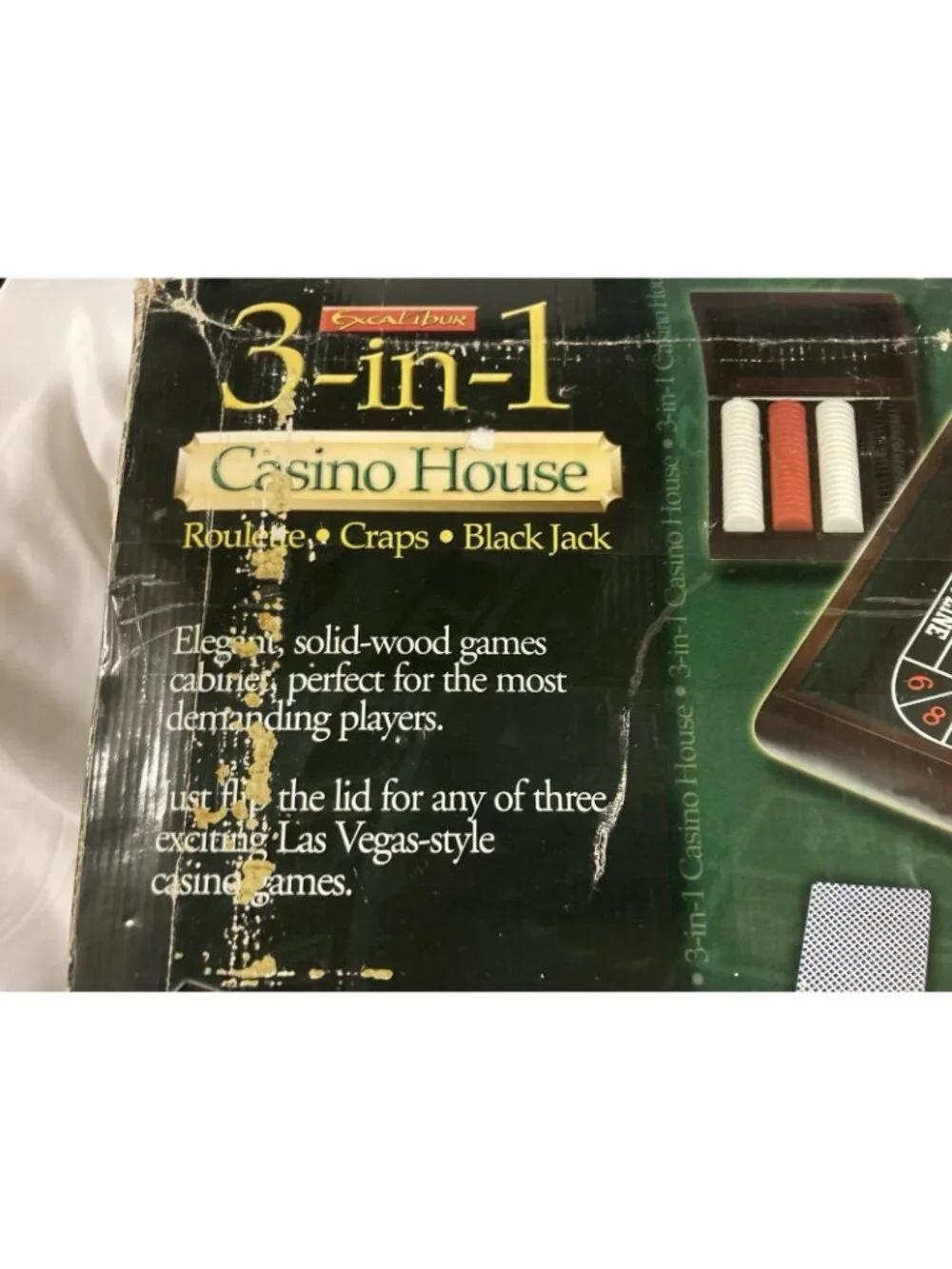 Excalibur 3 In 1 Casino House, Blackjack, Craps, Roulette New Damage Box Heavy